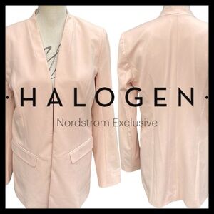 Halogen (Nordstrom) Pale Pink Open Front Lined Blazer Jacket (S)